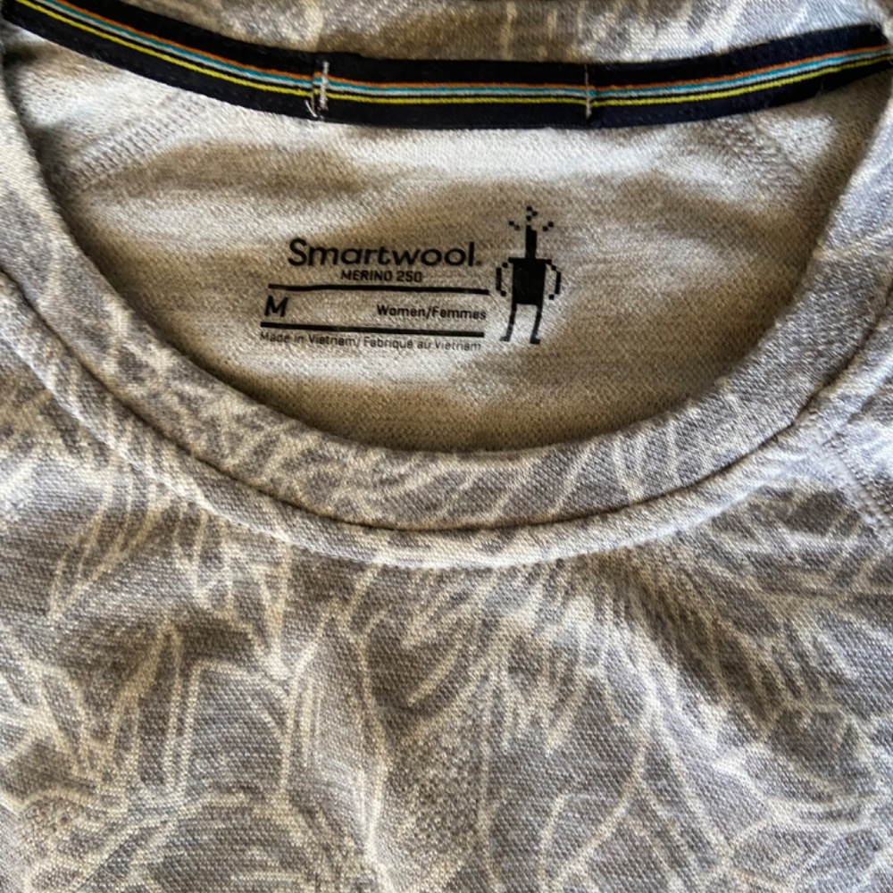 Smartwool Merino 250 Base Layer floral Gray Form Fit warm medium M sweater - Picture 3 of 4